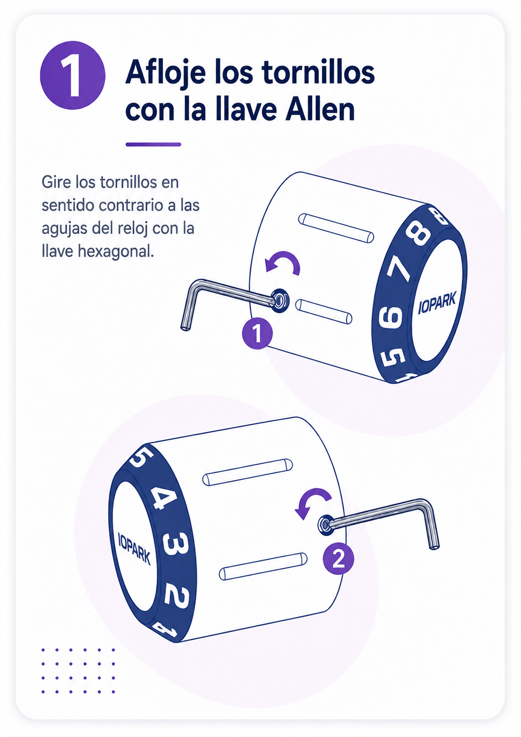 Paso 1 para cambiar la batería del cilindro inteligente C760: aflojar los tornillos con llave Allen