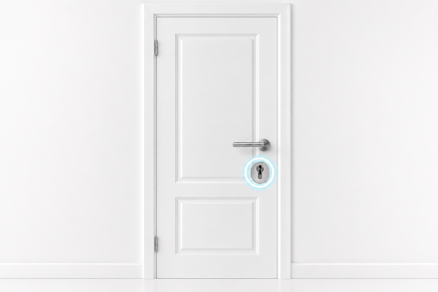 Puerta con bombín europeo señalado