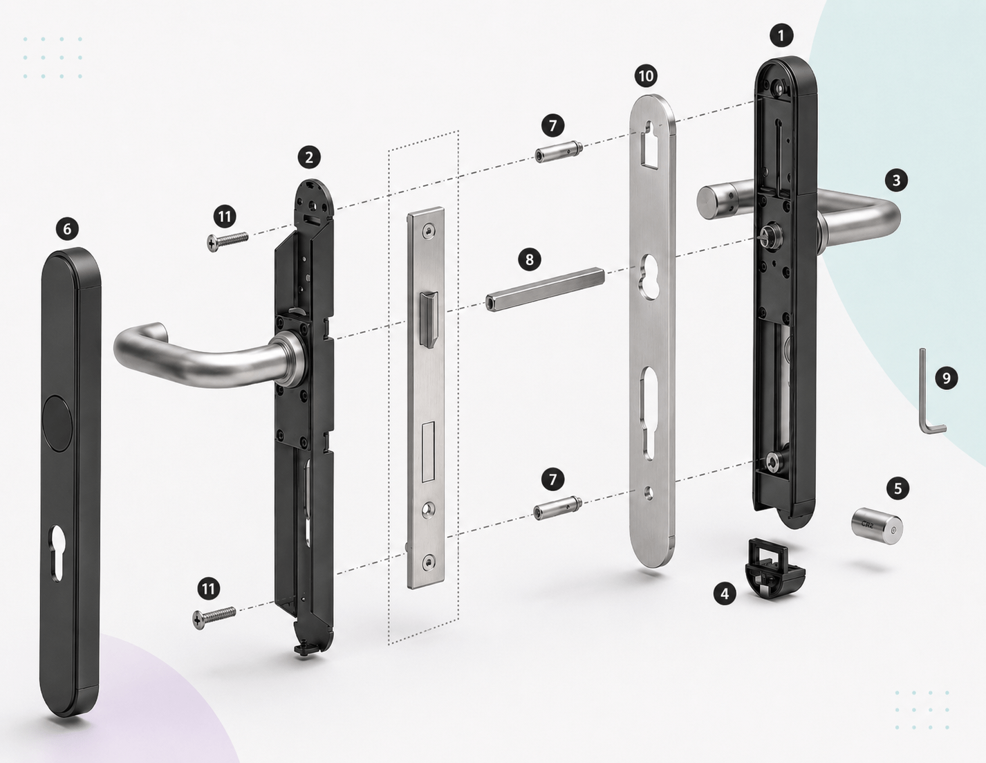 Contenido de la caja de la cerradura inteligente IOPark L700