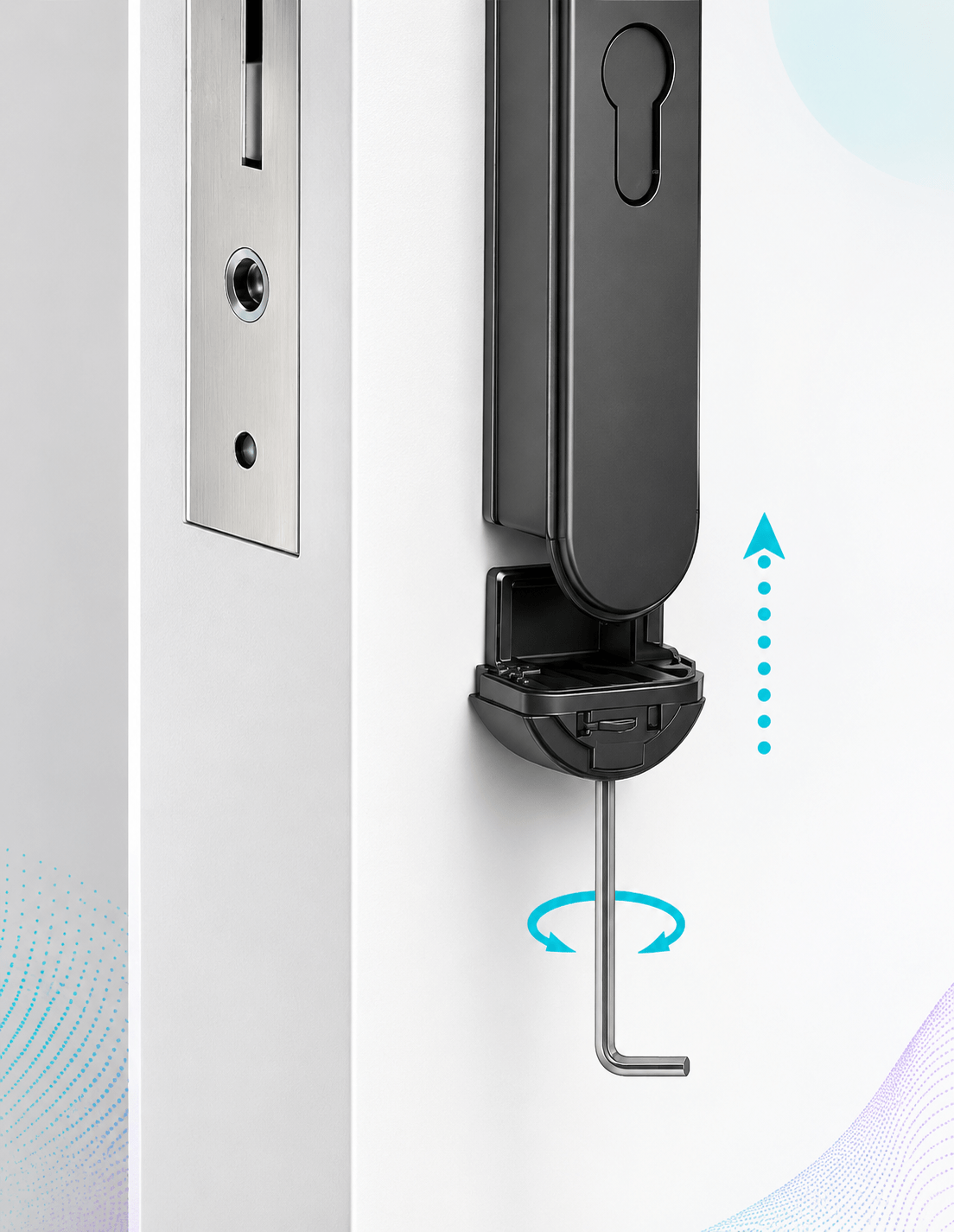 Paso 12 instalación cerradura inteligente IOPark L700: instalar batería CR2 y cerrar compartimento