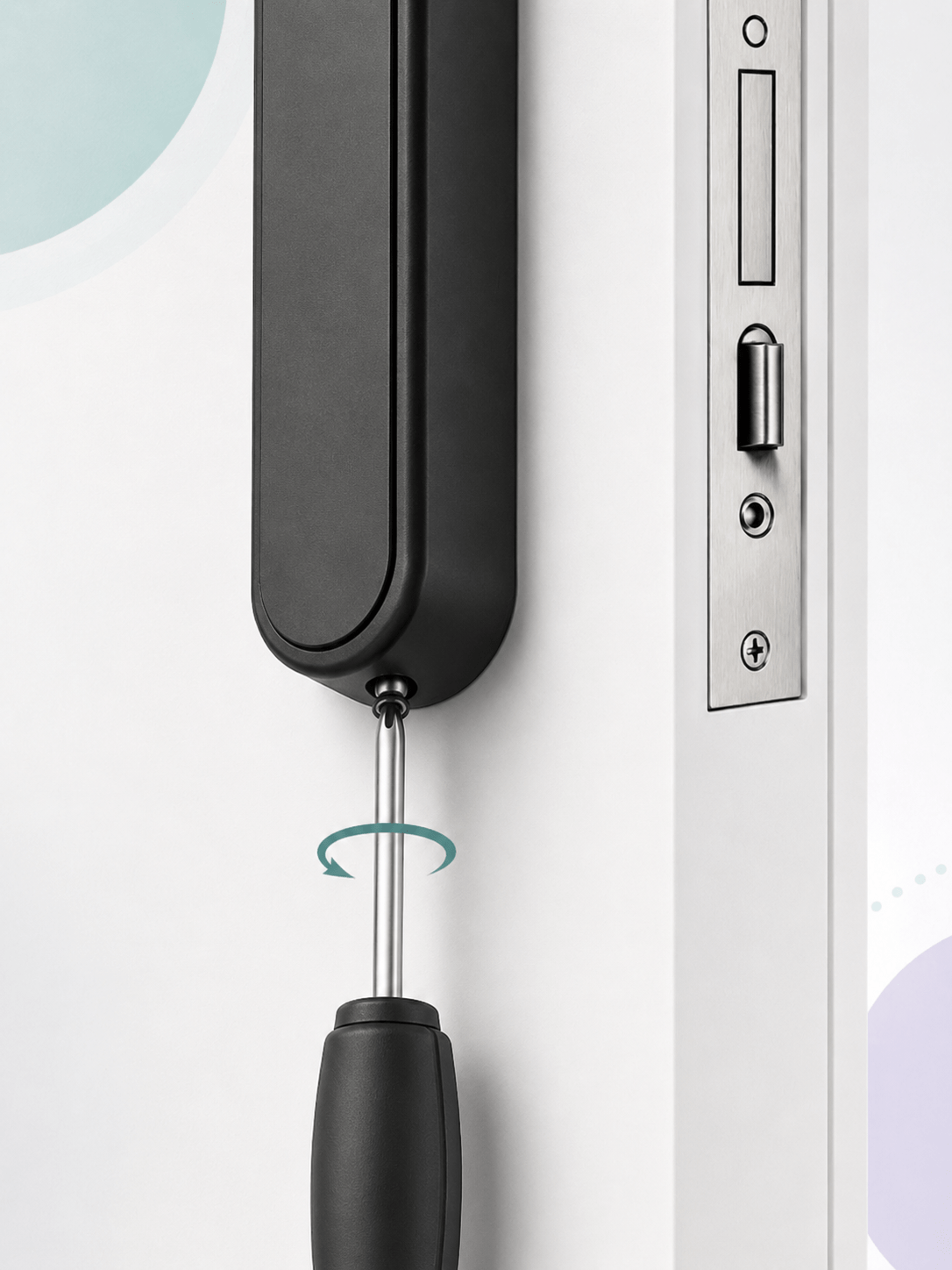 Paso 10 instalación cerradura inteligente IOPark L701: ajustar tornillo inferior de manija interior
