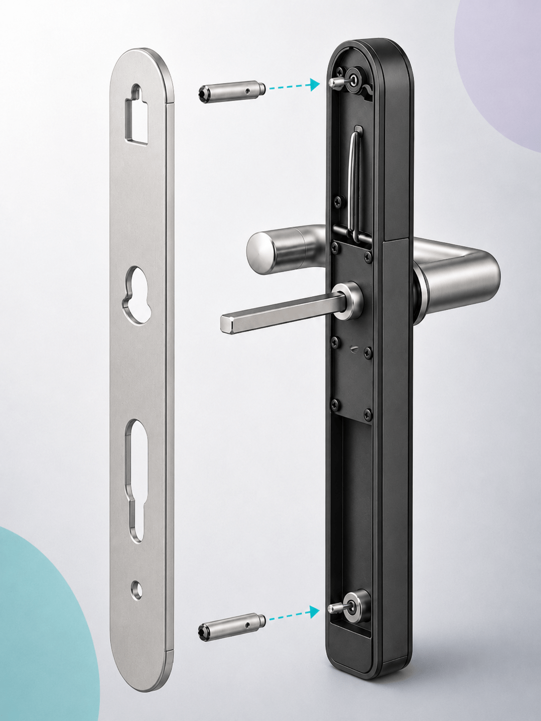 Paso 4 instalación cerradura inteligente IOPark L700: fijar varillas de unión
