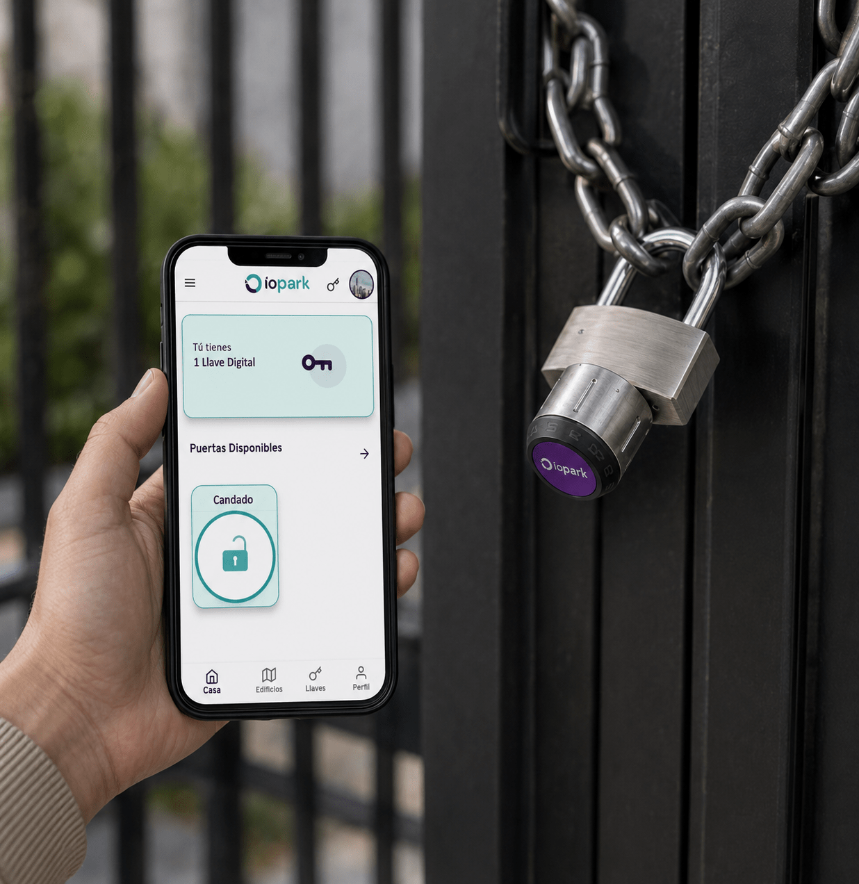 Apertura del candado inteligente IOPark C210 desde la aplicación móvil