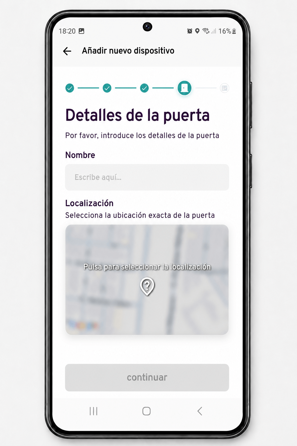 Detalles de la puerta o acceso en la app IOPark