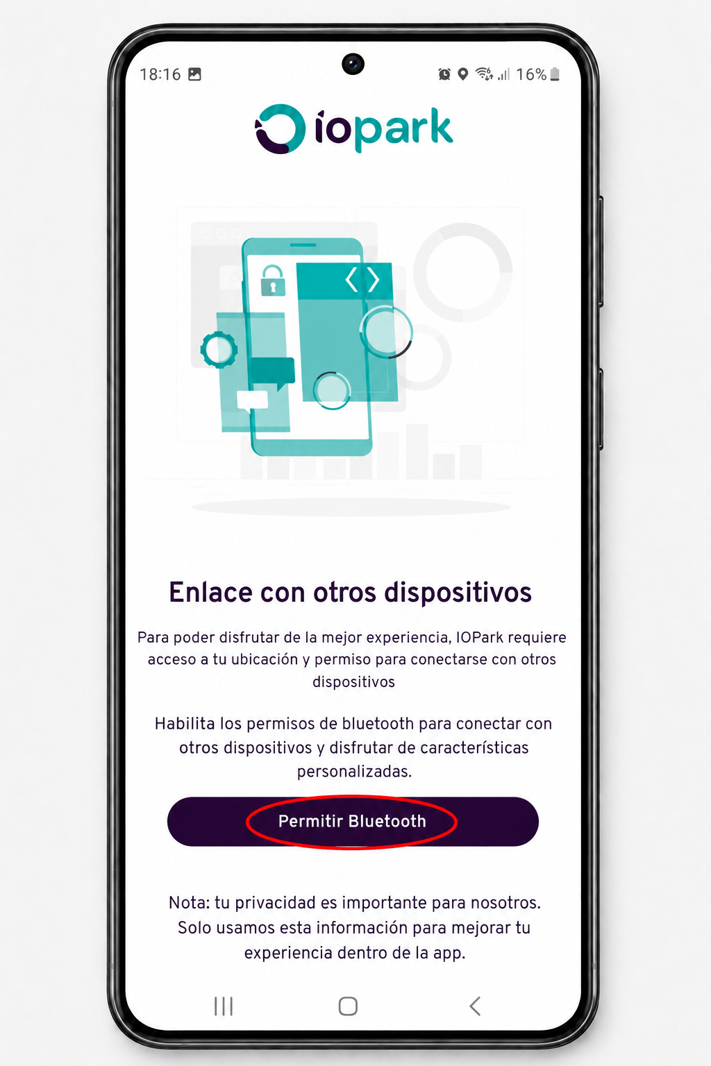Permitir Bluetooth en la app IOPark