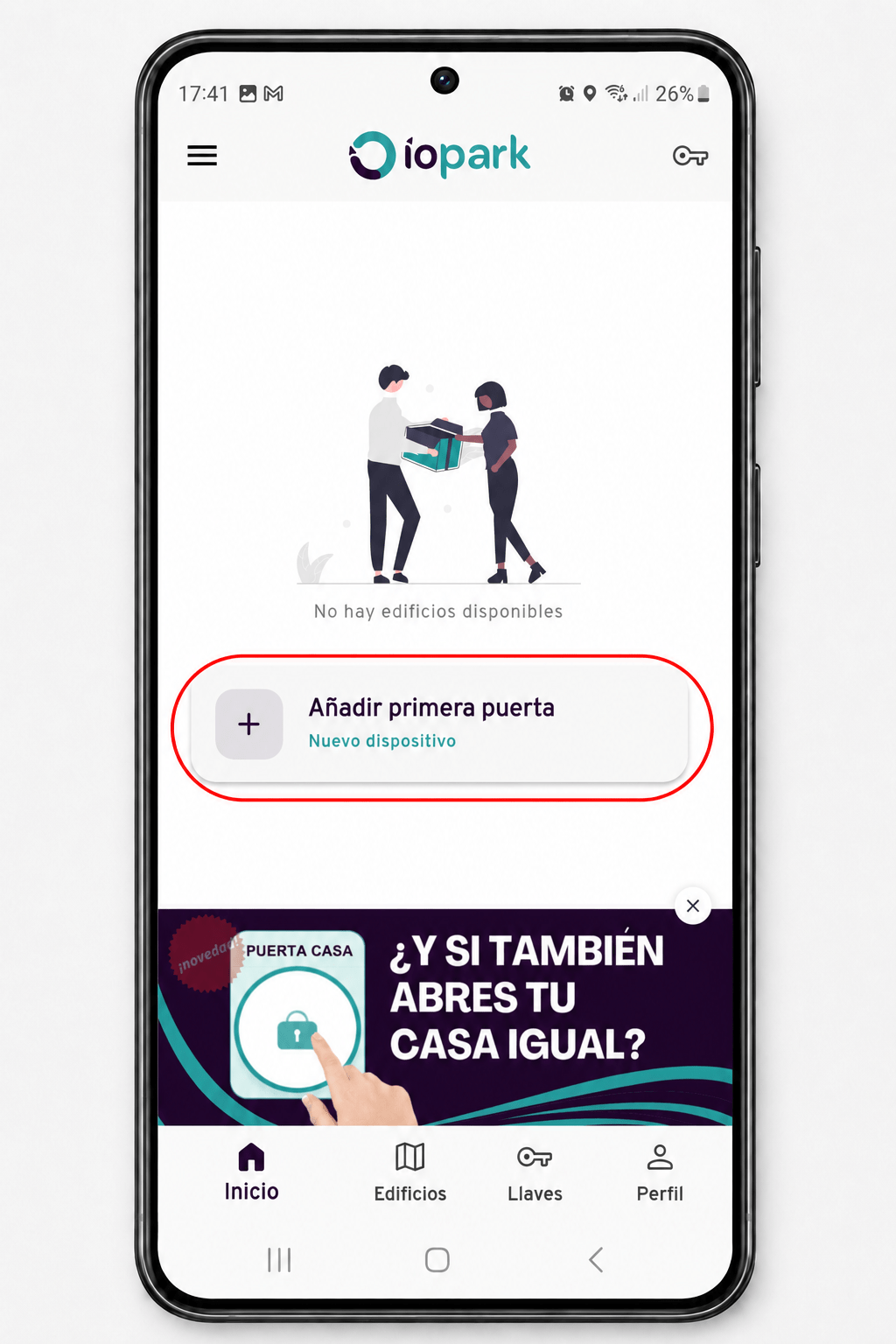 Añadir primera puerta en la app IOPark