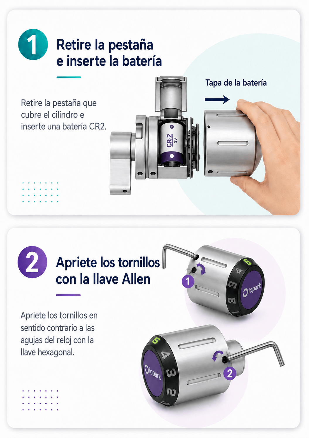 Instalación del cilindro inteligente IOPark C760