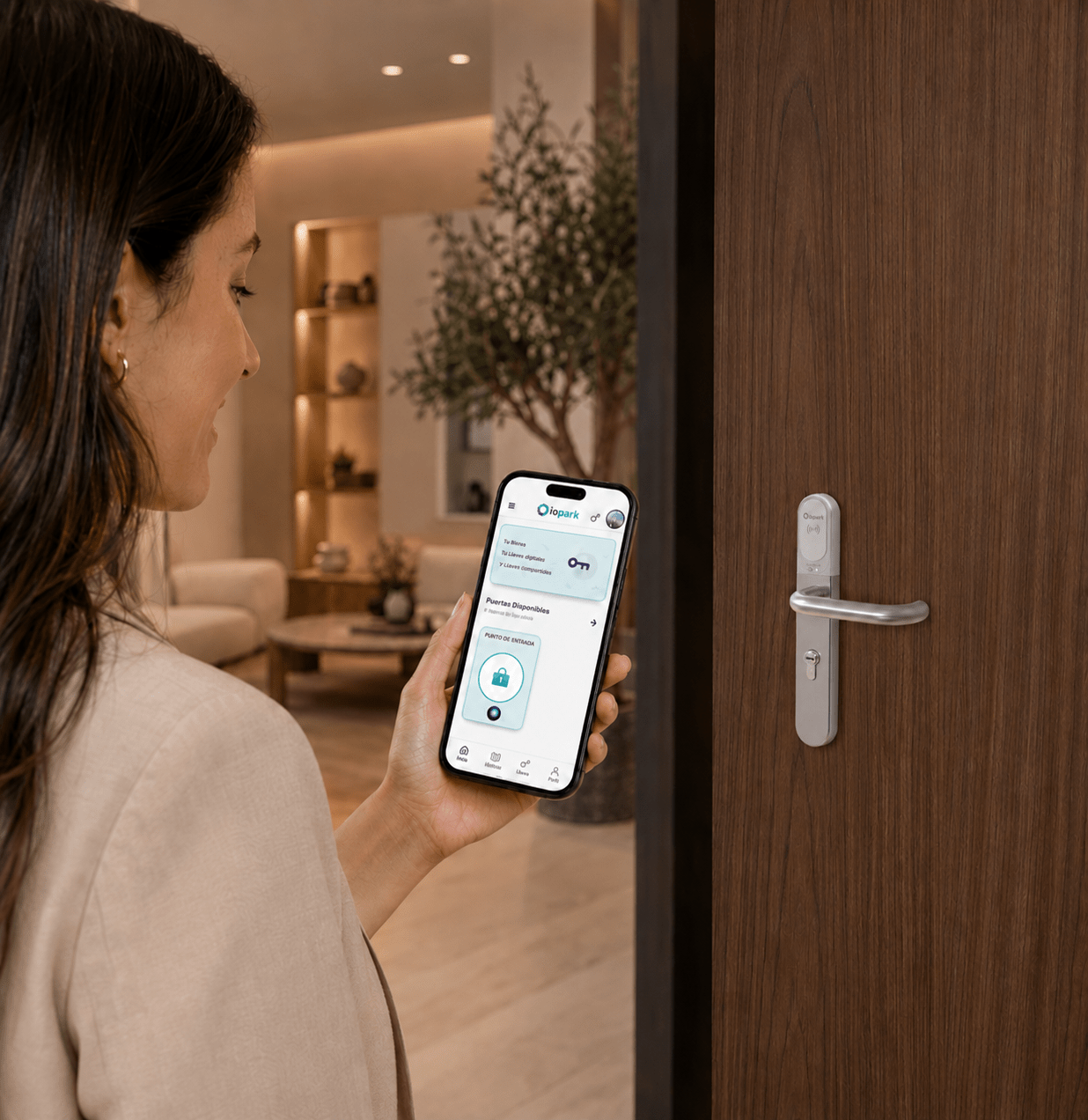Apertura de la cerradura inteligente IOPark L700 desde la aplicación móvil